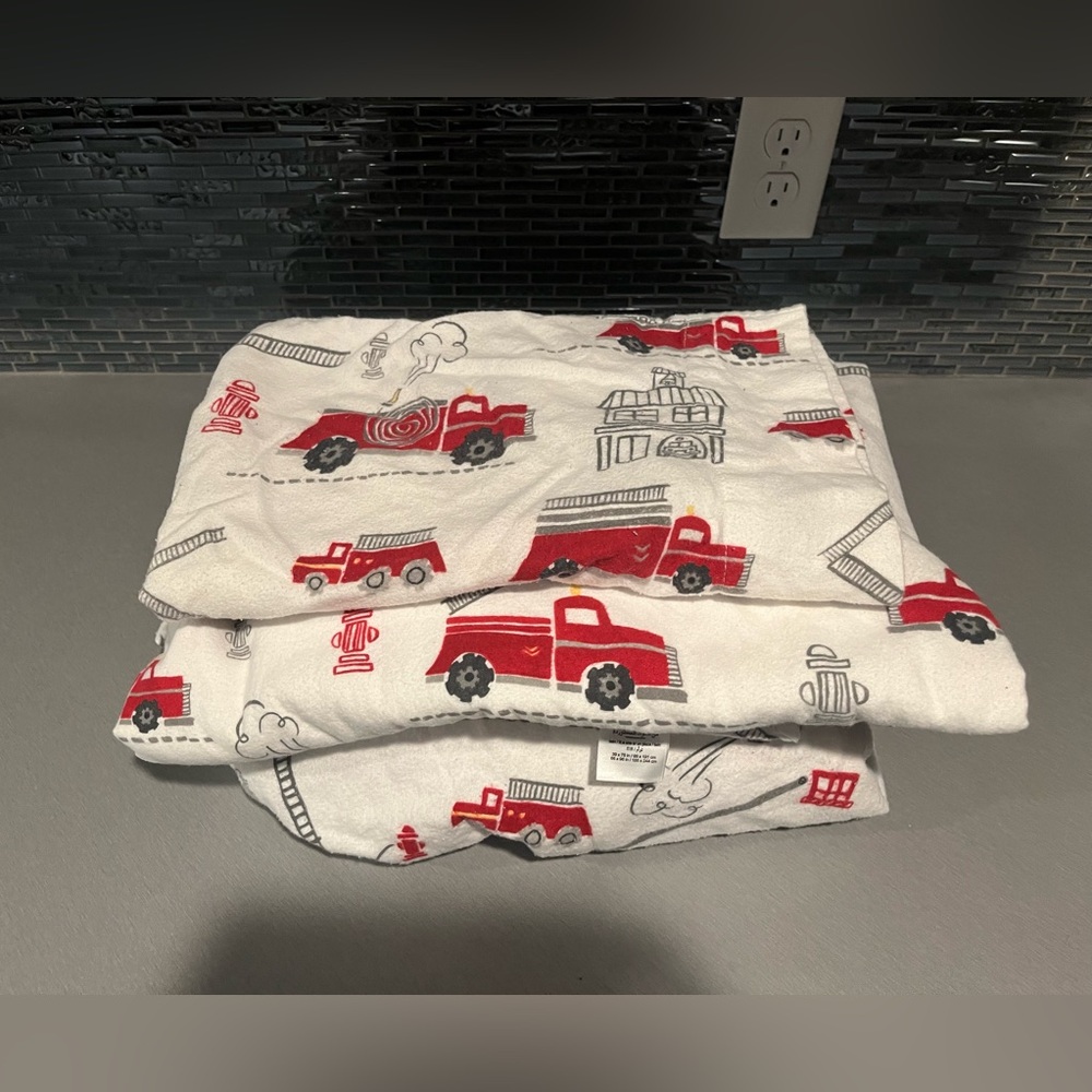 Pottery barn Kids Firetruck Flannel Sheets